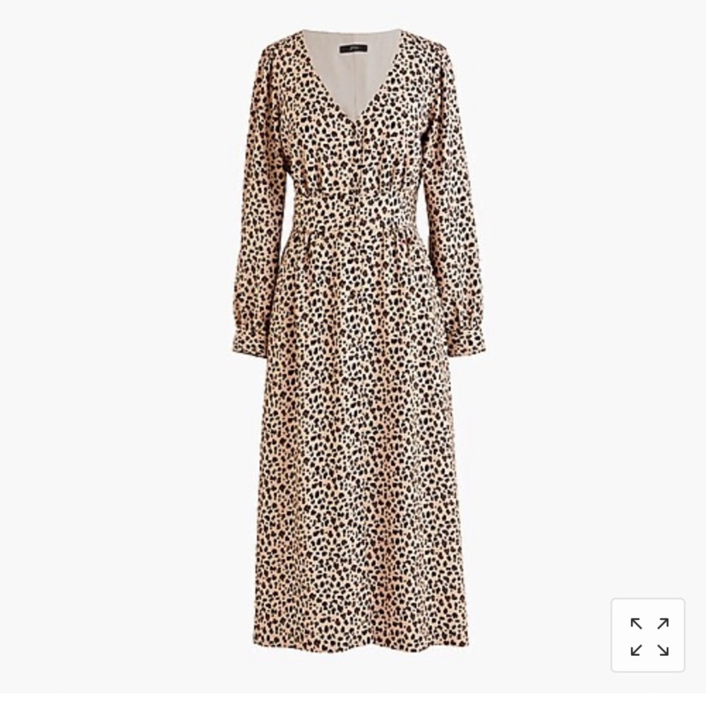 J Crew button front a line midi dress in leopard